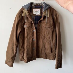 American Eagle Outfitters Tan Jacket with Gray Hood